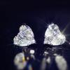 Two Pear Cut Stones Combined Heart Shaped Stud Earrings Prong Set Sparkling Small Ear Studs for Women Daily Romantic Jewelry