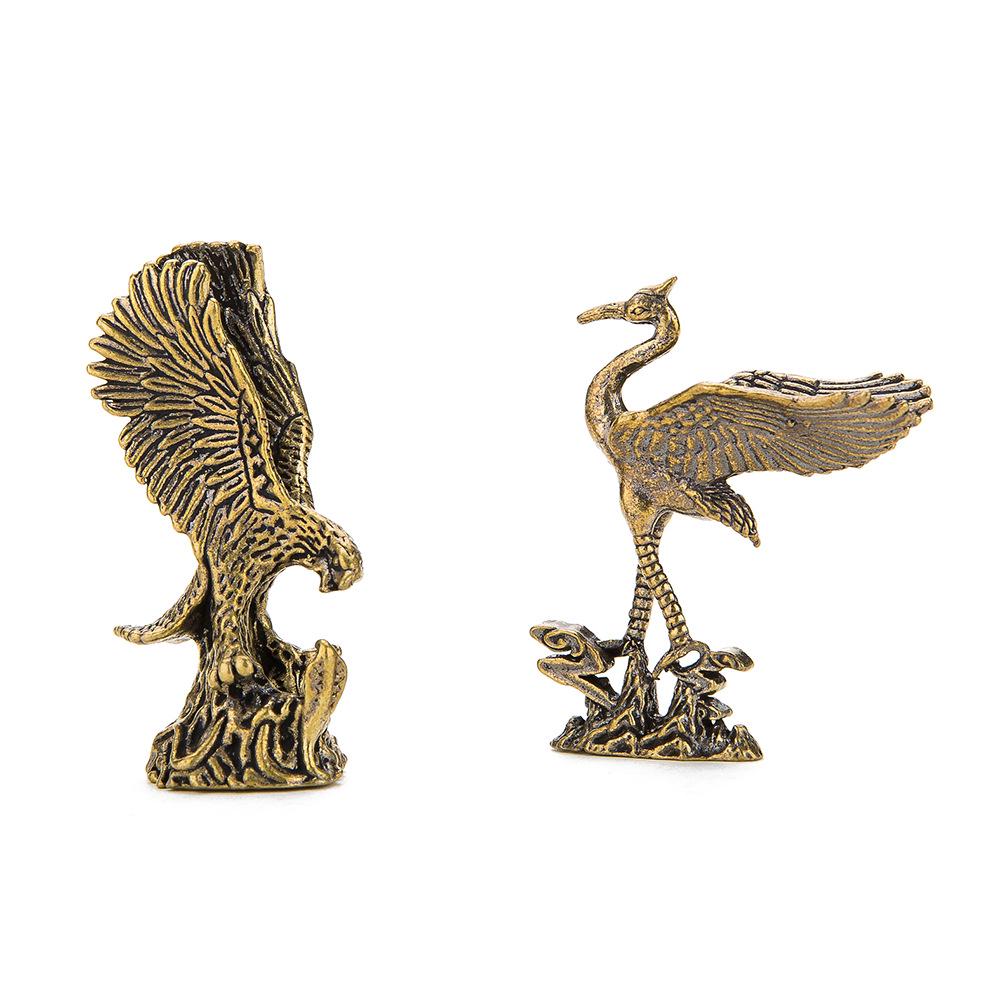 Brass Eagle Figurine with Outstretched Wings - 3D Ornament for Study, Living Room, Bedroom, or Office