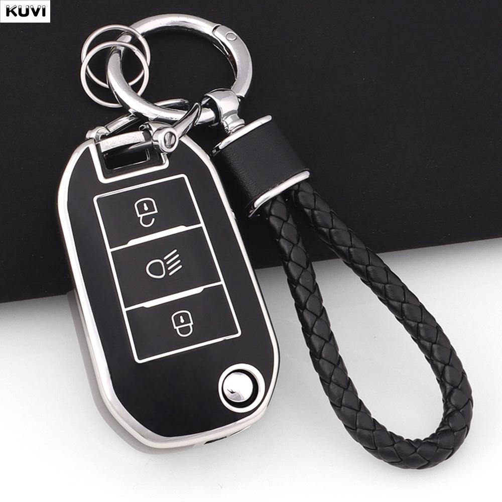 TPU Car Folding Key Case Cover Shell For Peugeot 208 308 408 508 2008 3008 4008 5008 For Citroen C3 C4 CACTUS C6 C8 Accessories