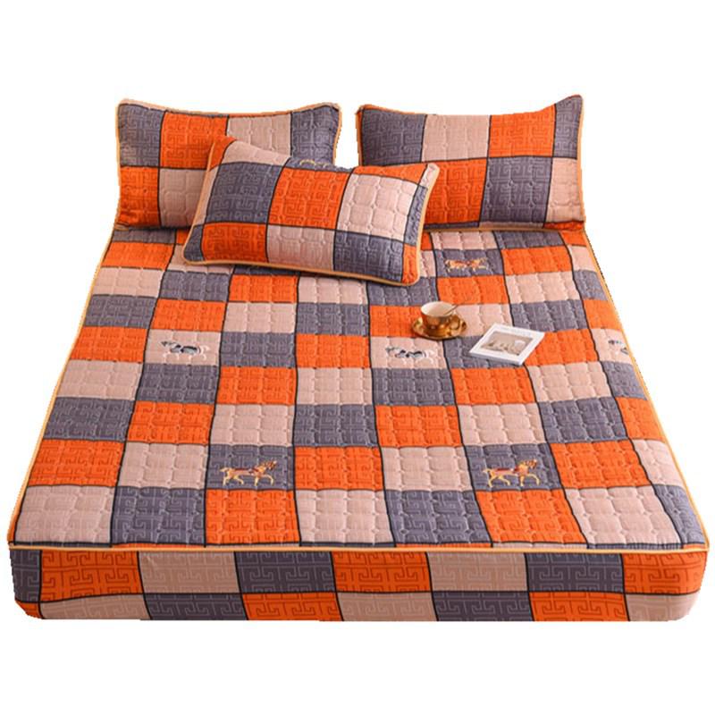 Cross-Border Quilted Fitted Sheet Set: Thick Memory Foam Protector, Dust & Moisture Resistant, Full Wrap Bedspread