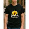 European Sizes Yellow Flower Slogan Print | Men'S Casual Crew Neck T-shirt, Spring New Release, Medium Stretch Fabric, Regular Fit