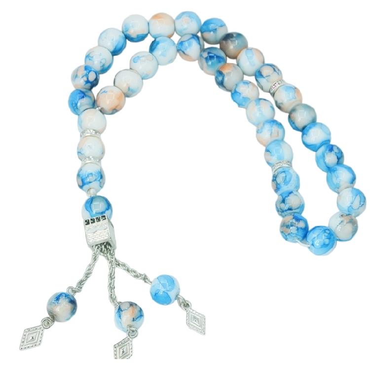 Современный браслет из бусин для молитвы 33 стеклянные и смоляные бусины Духовный модный аксессуар Удобный браслет для мужчин и женщин