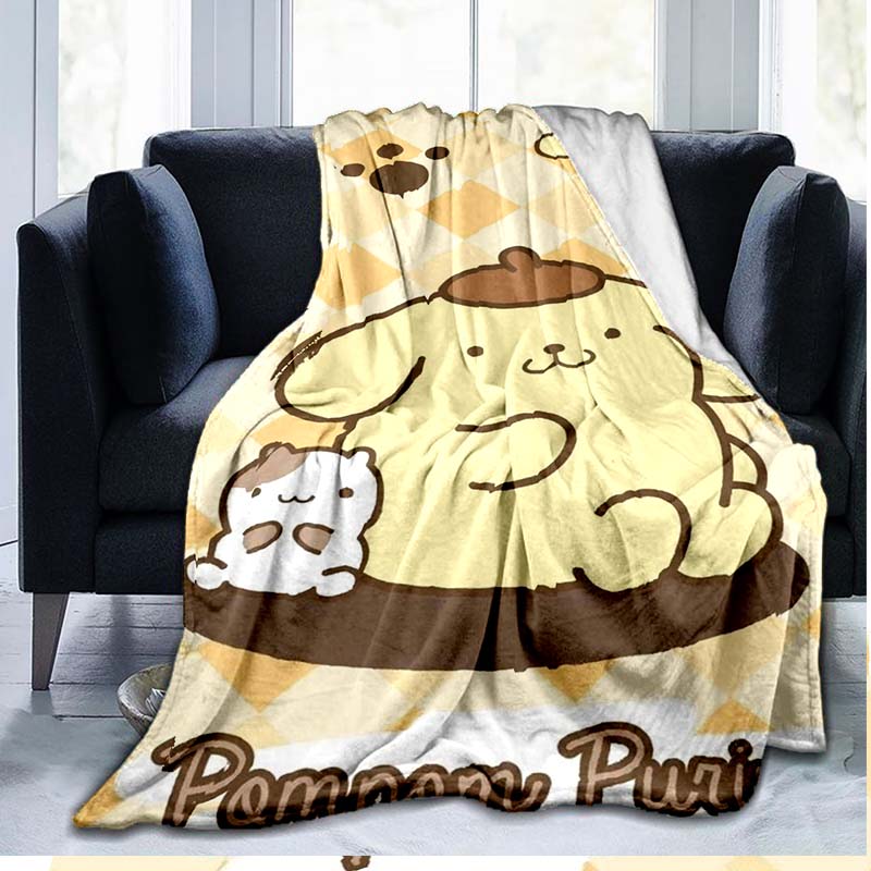 Manta de franela con estampado de PomPompurin, una manta para la siesta, cálida, cómoda y suave, adecuada para sofás, camas, etc.