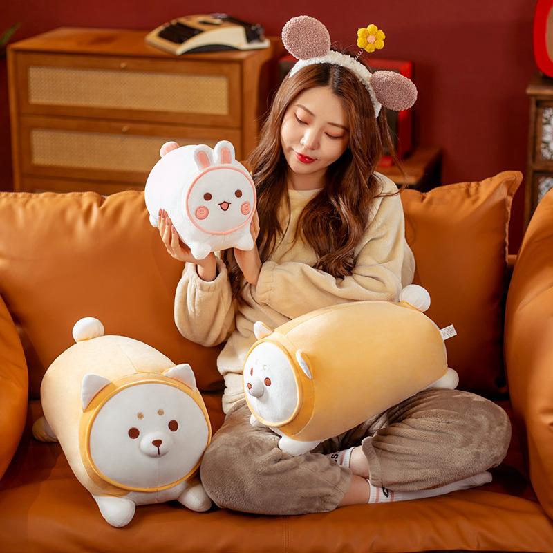 Position Lying Shiba Inu Cat Rabbit Throw Pillow Plush Toy Bed Cushion Sleeping