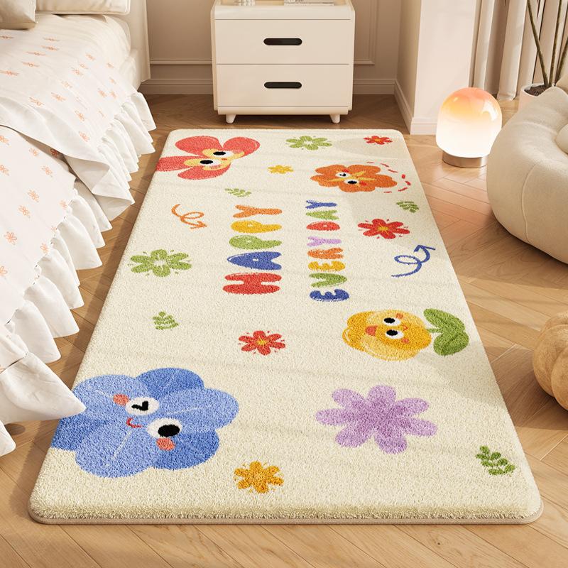 VIKAMA Cute Cartoon Cashmere Fine Sand Carpet Children's Bedroom Soft Bed Blanket Living Room Balcony Casual Mat Home Decor