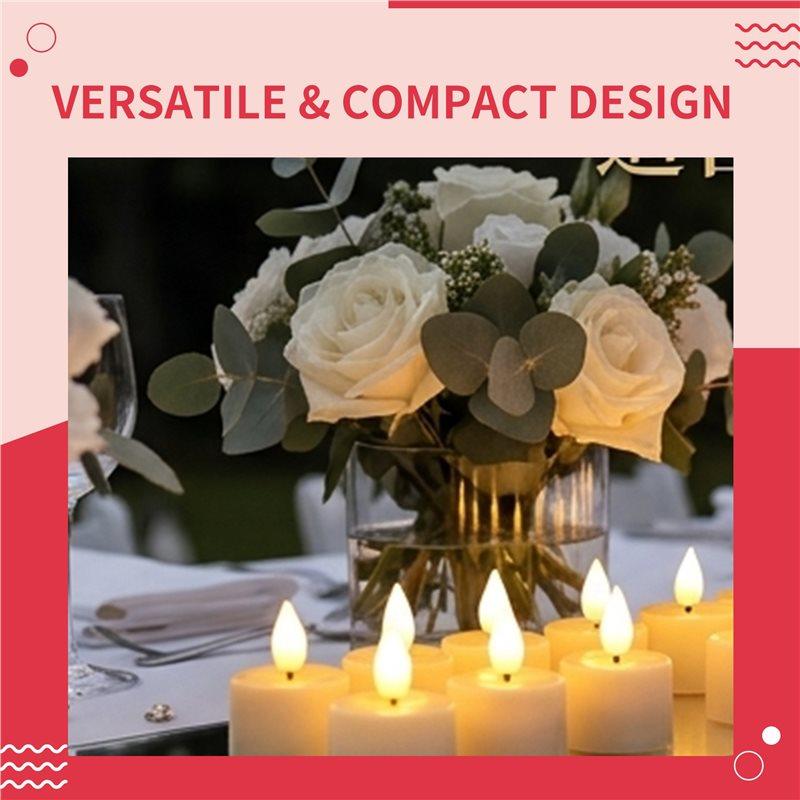 Versatile Battery Operated LED Flickering Tea Light Candles 12Pc Rechargeable Flameless Candles