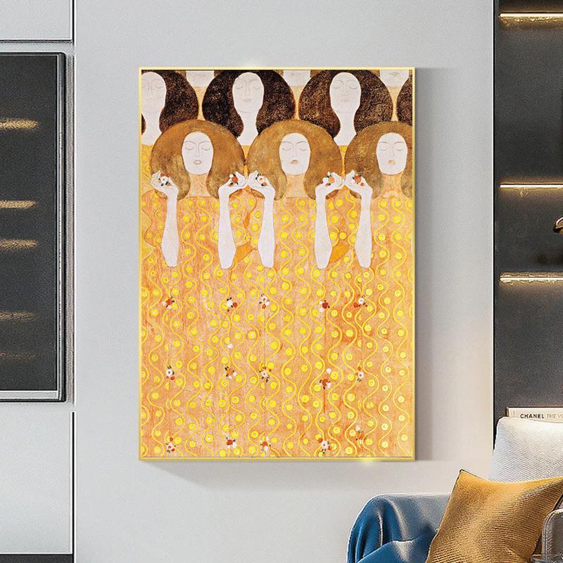 

Густав Климт, художественные картины на холсте, Chor Der Paradiesengel, постеры и принты, настенные художественные картины для декора стен гостиной, Cuadros