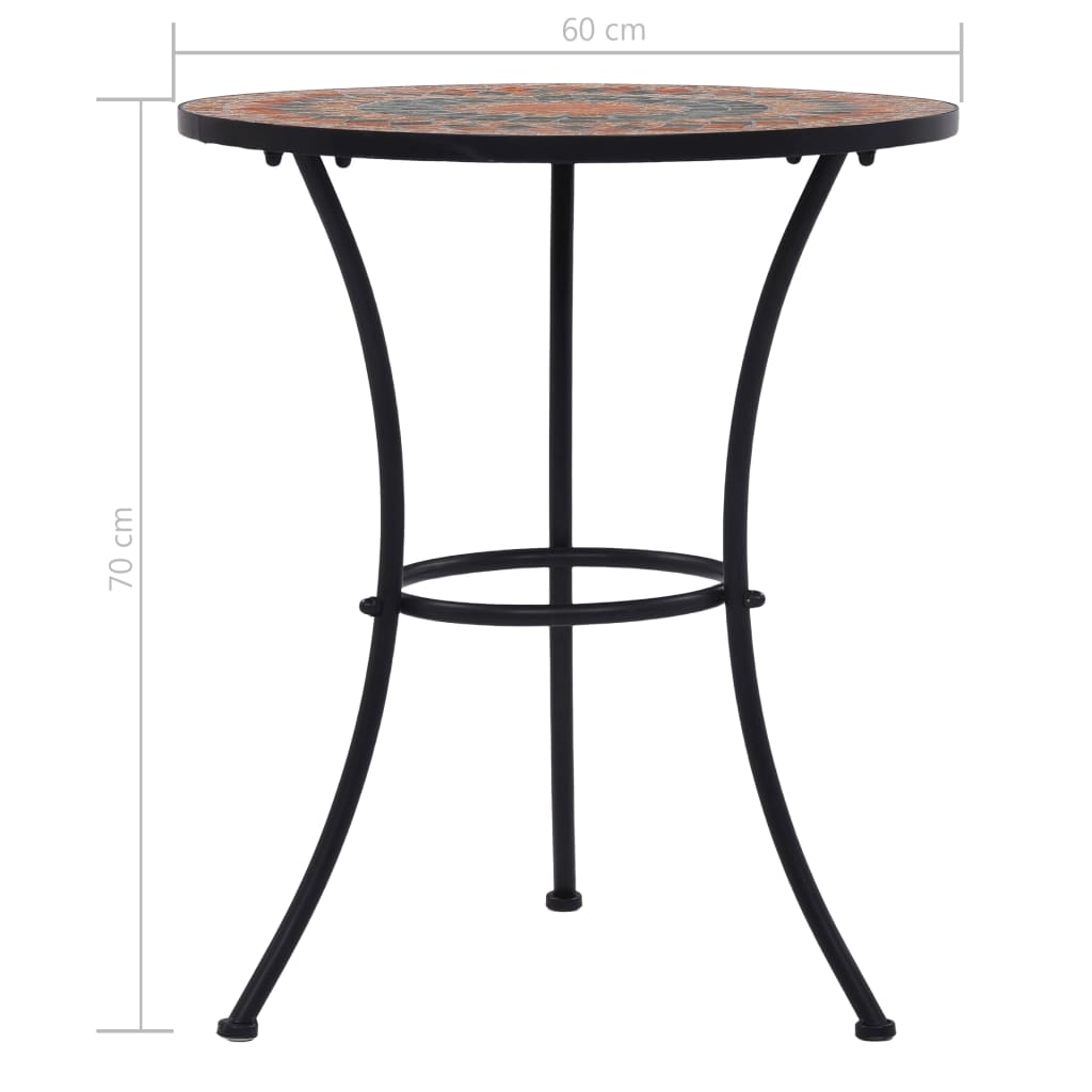 Stolik Bistro Mozaikowy Pomarańczowo-Szary 60 cm Ceramiczny