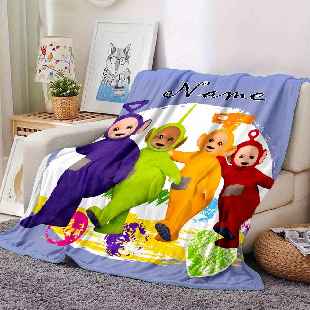 Teletubbies Purple Green Orange Red Characters Cartoon Print Blanket Personalized Name Soft Lightweight Versatile Suitable For Sofa Bed Picnic Office