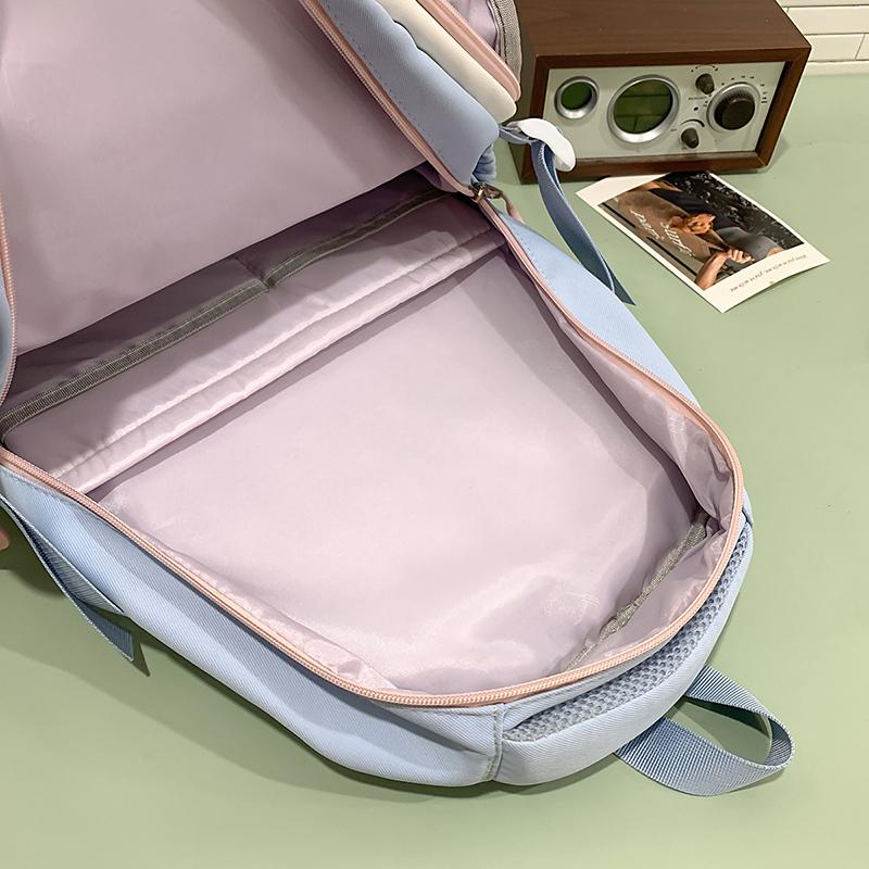 College Style Student Schoolbag Color Block Girl Multi-Pocket Large Capacity Backpack