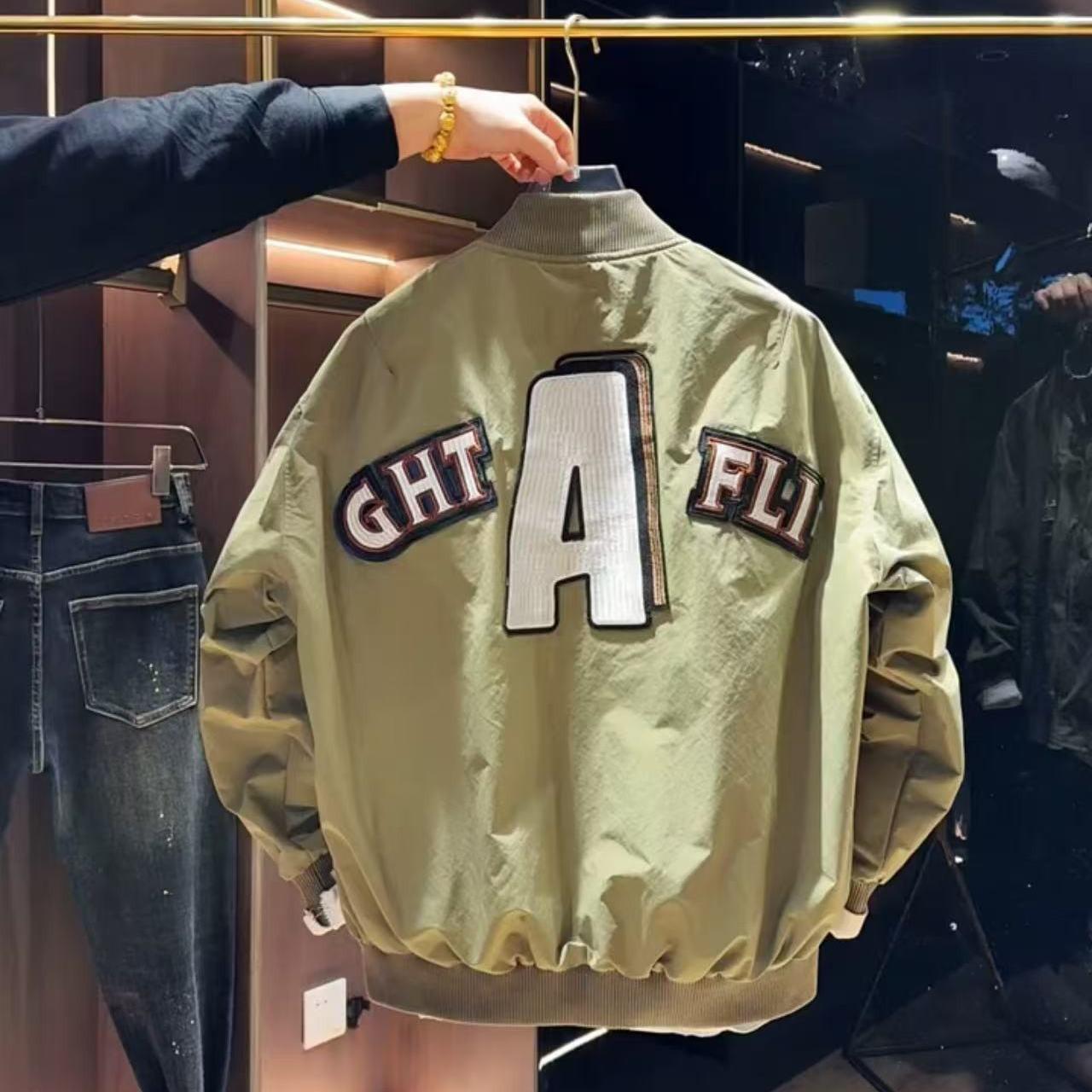 Men s Korean Style Embroidered Flight Jacket: Trendy Autumn/Winter Loose Fit XL