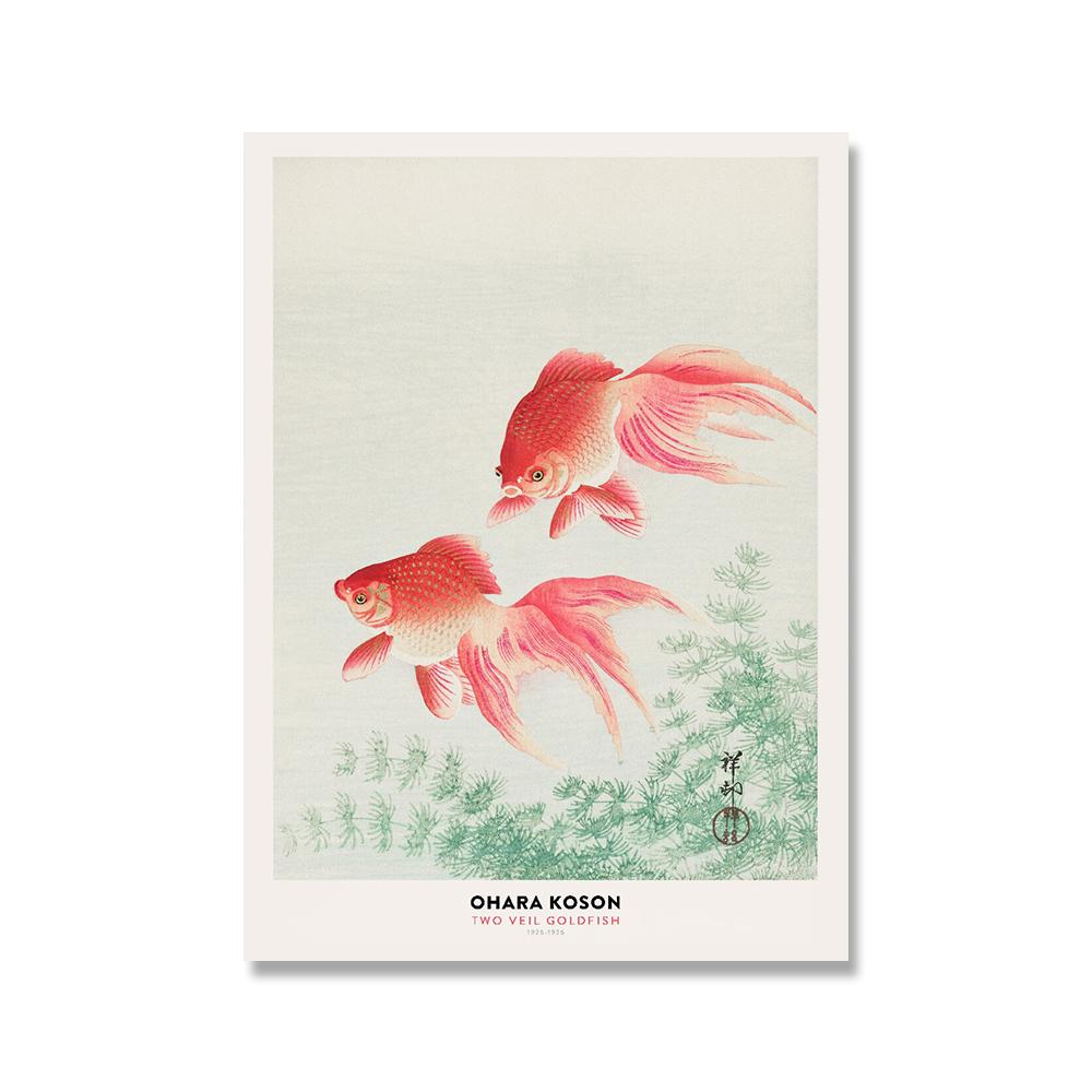 Japan Classic Painting Art Canvas Print Vintage Hokusai Great Wave Ohara Goldfish Lotus Poster Pictures Living Room Home Decor