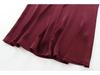 European & American Women's Autumn Burgundy Draped Sling Dress - Elegant & Lazy French Style