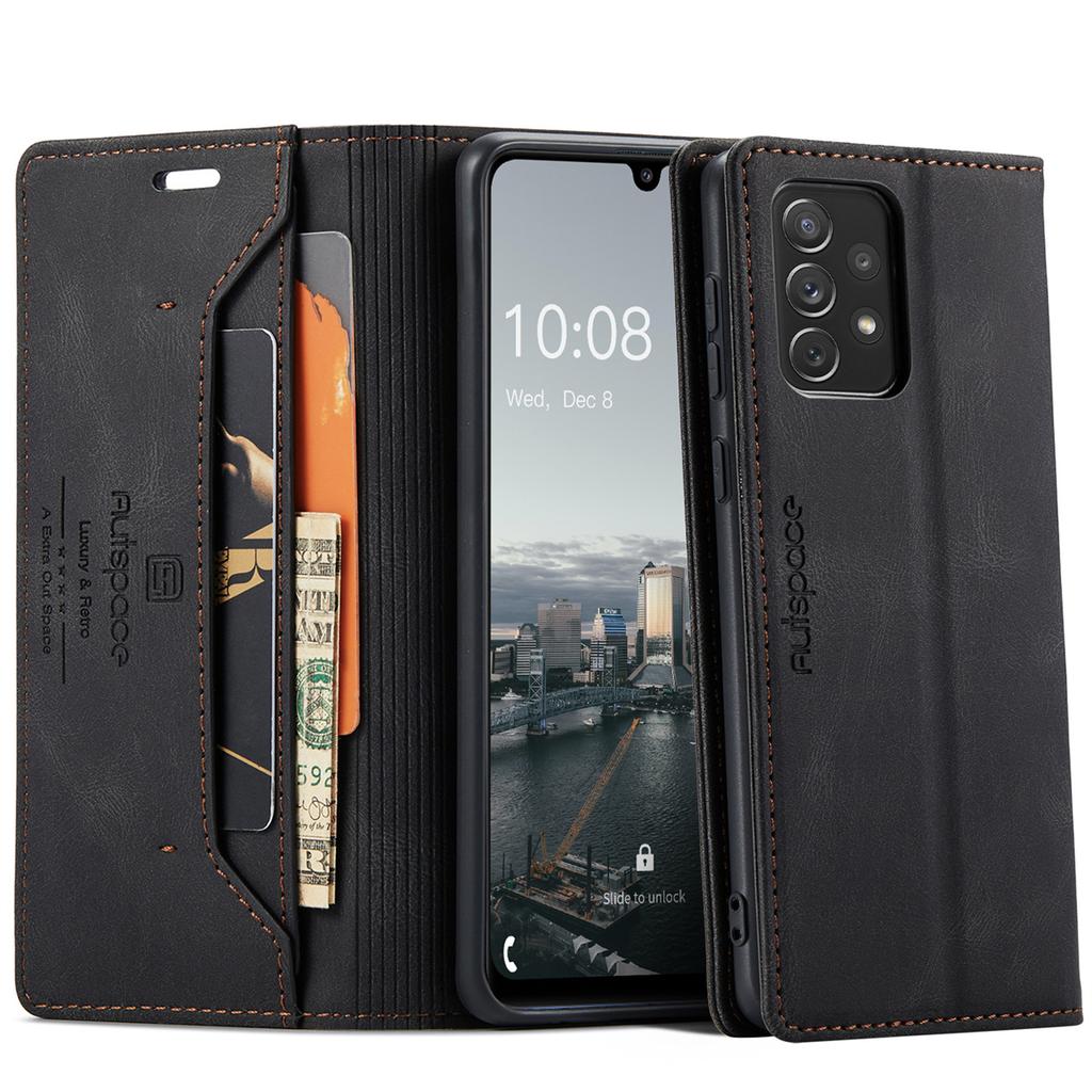Premium Vintage Leather Wallet Case for Samsung Galaxy A33 5G - RFID Protection Flip Cover with Card Slots, Shockproof Retro Style (4 Colors)