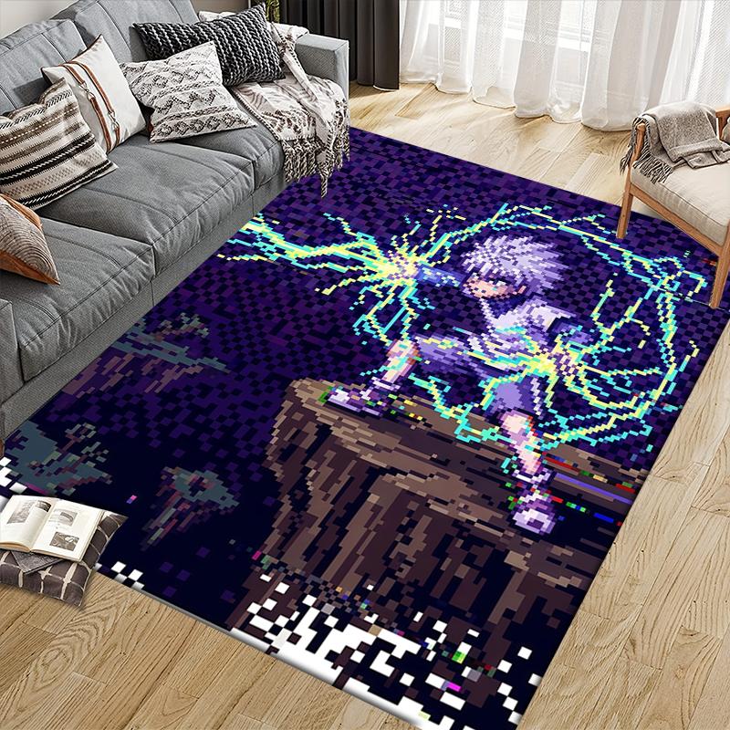 Killua Zoldyck Home Sofa Decoration for Living Room & Bedroom, Non‑Slip Play Flannel Floor Mat for Game Room