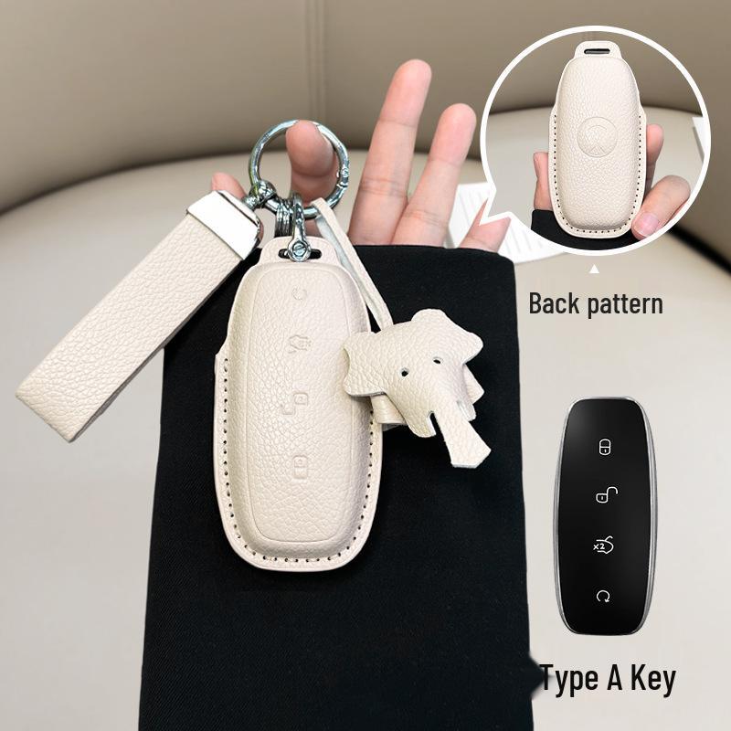 French Style Leather Key Case for BYD D9/N7/N8 - Full Coverage Remote Control Protective Shell