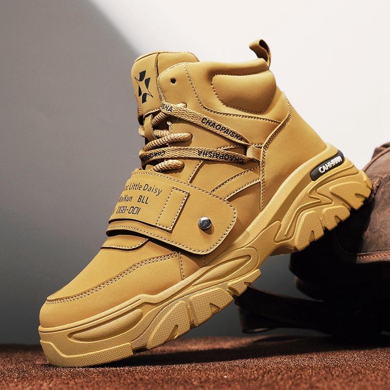 Autumn and Winter Men's Platform High-top Tide Shoes Outdoor Casual Hiking Shoes Sports Heightening Tooling Martin Boots