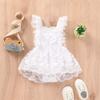 Baby Summer Clothing Newborn Baby Girl Solid Ruffle Fly Sleeve Lace Romper Jumpsuit Tutu Dress Outfits Clothes 0-24M