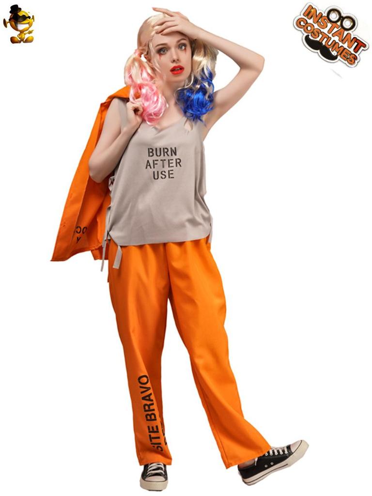 Halloween Orange Prisoner Couple Costume Jumpsuit Set