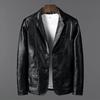 Herren Slim Fit Motorrad PU Lederjacke Einreihiger Businessmantel Modische Streetwear