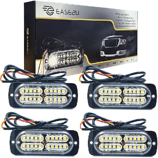 12-24V 24-LED Super Bright LED Emergency Strobe Lights Warning For Cars Trucks Vehicle SUV Caution Hazard Construction Waterproof Amber Strobe Bar красный