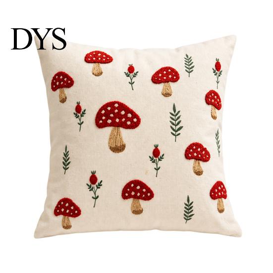 Soft Breathable Sofa Pillow Cover Autumn Embroidered Pillowcase, Mushroom Leaf Throw Cover, 18"x18" 20"x12" Square Bed Farmhouse for Bedroom
