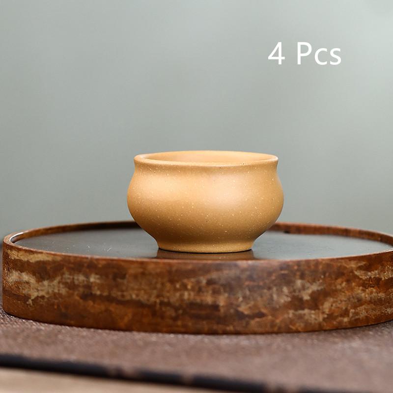 

4 Pcs Chinese Yixing Purple Clay Tea Cup Tradition Handmade Teacup Travel Personal Tea Bowl Household Teaware Accessories 6.1x3.5cm 40ml