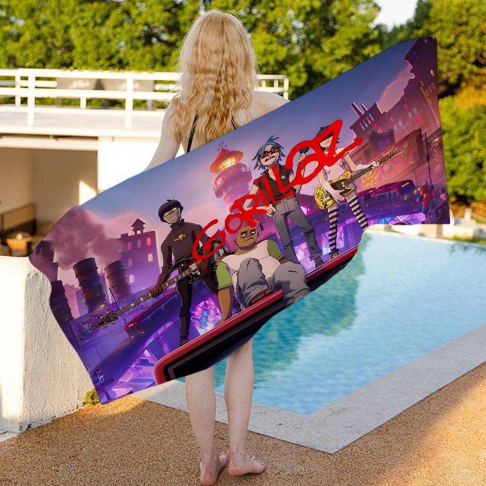 Virtual Band G-gorillaz Anime Beach Swimming Towel Soft Absorbent Washcloth Children's Gifts For Kids Travel Camping Gym