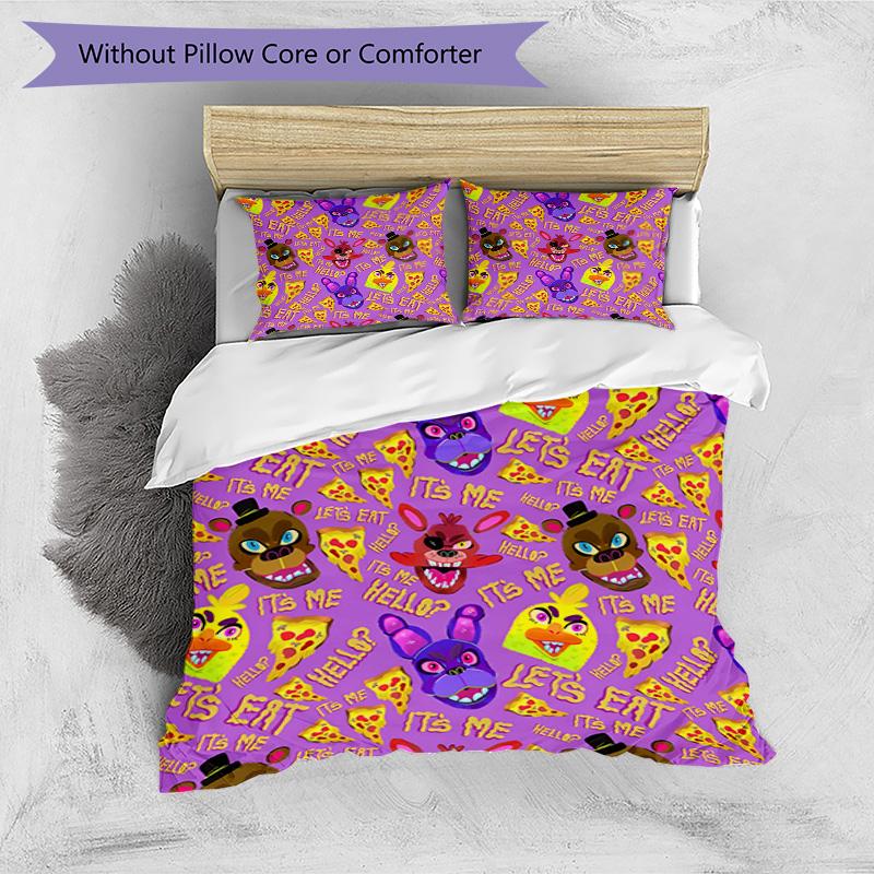 3-teiliges Bettbezug-Set (1 * Bettbezug + 2 * Kissenbezug, ohne Kern), Five Nights at Freddy's Bettwäsche-Set mit Aufdruck, Schlafzimmerdekoration, Ganzjahres-Bettwäsche, Geburtstagsgeschenk