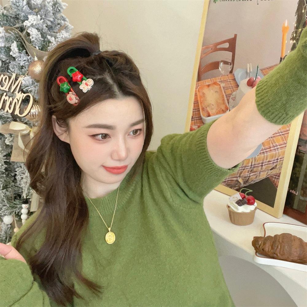 Christmas Cute Cartoon Hairpin Combination Sweet Girl Holiday Dress Up Bangs Broken Hair Edge Clip Student Hair Accessories