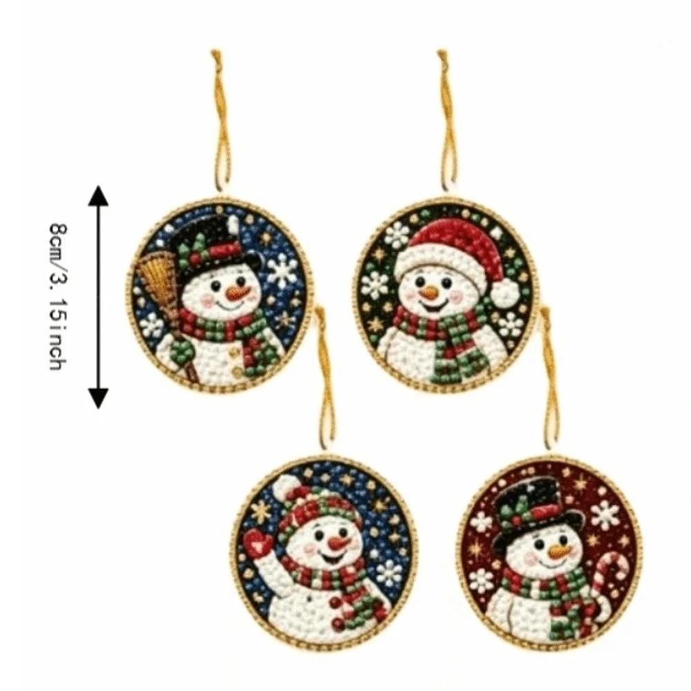 12 pcs Snowman Christmas Tree Hanging Pendant Xmas Tree DIY Rhinestone Pendant Art Kit  Christmas