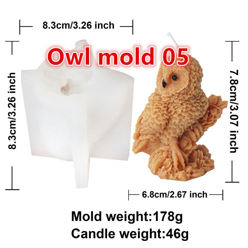 3D Owl Silicone Candle Mold DIY Cute Creative Animal Statue Novelty Decor Bird Decor Gifts Plaster Craft Resin Mold Home Decor