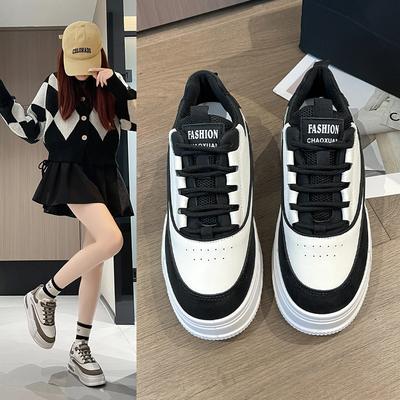 Women In Spring and Autumn New Style Versatile Sponge Cake Casual Dad Shoes Thick Sole Height Increasing Breathable Board Shoes for Women
