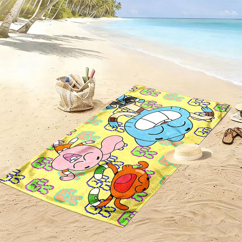 The Amazing World of Gumball Cartoon Art Print Beach Towel, Large Soft Quick Dry Towel for Beach Camping Swimming