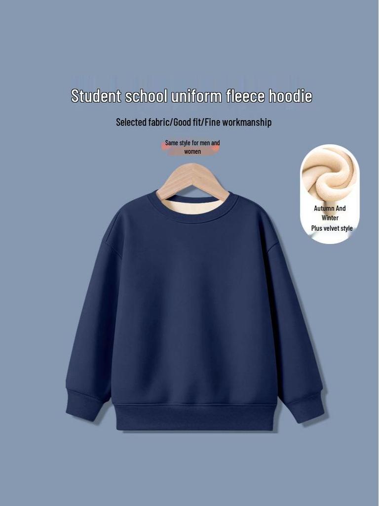Jungen Sweatshirt mit Fleece-Futter: Warmes, locker geschnittenes Langarm-Oberteil für die Herbst-/Winter-Schuluniform