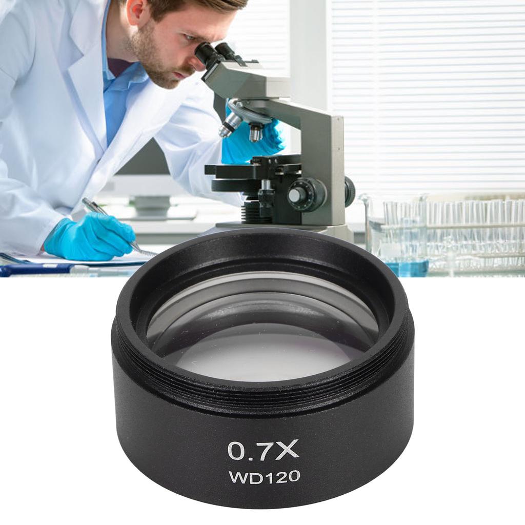 0.7X Stereo Mikroskop Objektiv HD Stor Vy Metall Hjälpobjektiv för Mikroskop