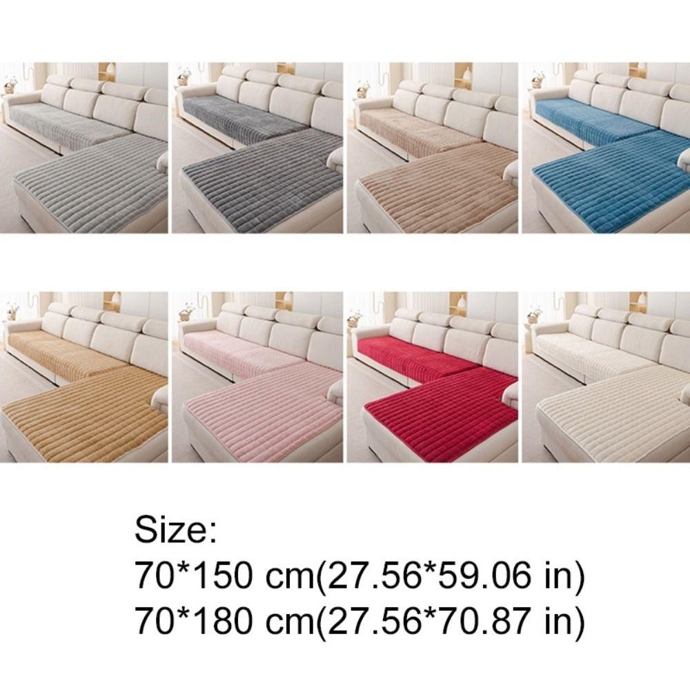 Wear Resistant Plush Flannel Plaid Sofa Cushion Stain-resistant Non-slip Sofa Cover Warm Thickened Seat Cushion Winter