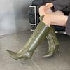 Fashion Fashion Pointed Toe Ladies Knee High Boots Heels Shoes Female Zippers Women Long Modern Boots Pumps Shoes Big Size 43 Lady