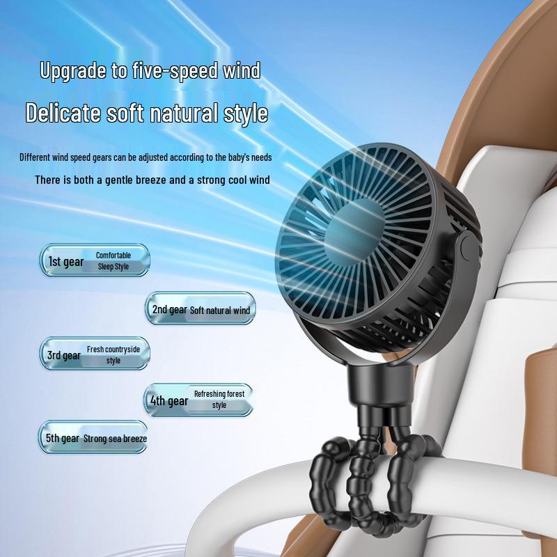 Multifunctional Octopus Stroller Fan: Silent, Timed, Detachable, Tripod, Portable Outdoor Fan