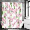 Różowa Zasłona Prysznicowa Tulipany, Dekoracyjna Zasłona Prysznicowa do Łazienki, Wodoodporna Zasłona Prysznicowa z Haczykami