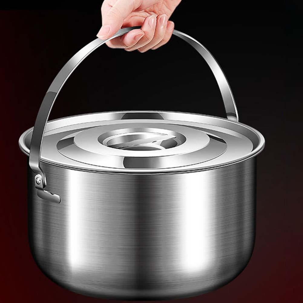 Camping Cookware Outdoor Cooking Stainless Steel Pot Fitting Lid
