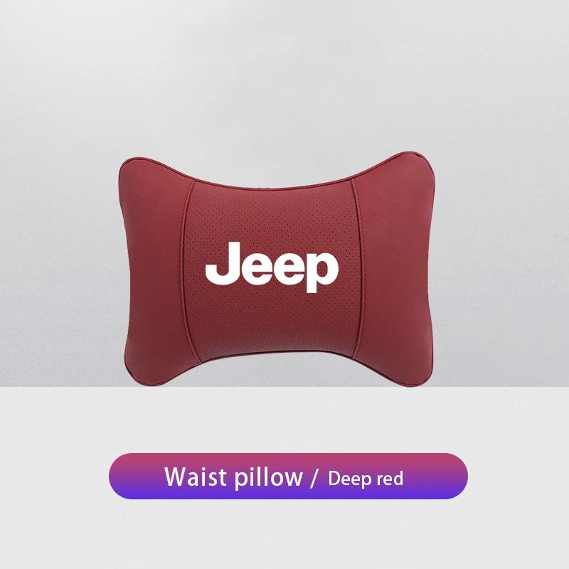 Per Jeep Cuscino per Collo per Sedile Auto Poggiatesta in Pelle Supporto Lombare per Jeep Grand Cherokee Wrangler JK Gladiator Compass Ren