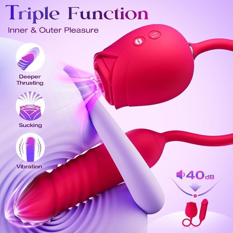 Female vibrator Dildo sex toy with thrust G-spot vibrator and 10 clitoral nipple stimulation sucking modes anal dilator adult sex toy couple