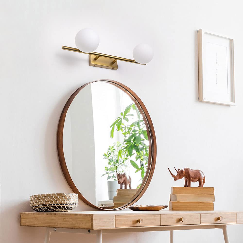 Stylish two-light wall light, brass and glass, for bathrooms and living rooms. G9 Gold, retro and modern, indirect lighting. WALL-LAMP-19-JP-A