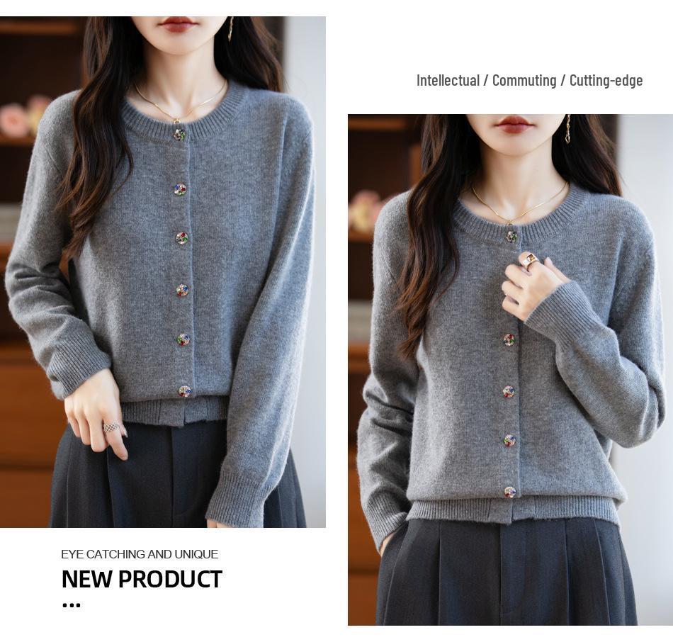 2025 Höst/Vinter Dam Plus Size Lösstickad Kofta - Långärmad High-End Tröja