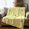 Pale Yellow Blue Polka Dot Soft Flannel Blanket Breathable Warm Throw for Office Car Sofa Kids Room Birthday Xmas Gift