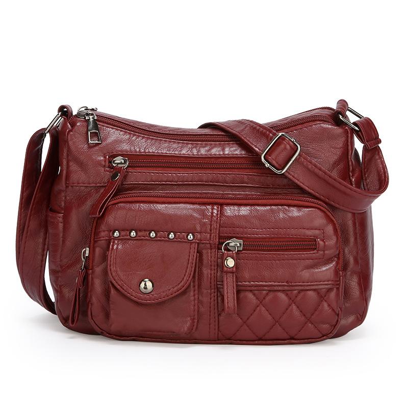 Fashion New Trend Four Seasons Small Square Bag Soft Leather Texture Multi-compartment Large Capacity Women's Shoulder Bag Crossbody Bag