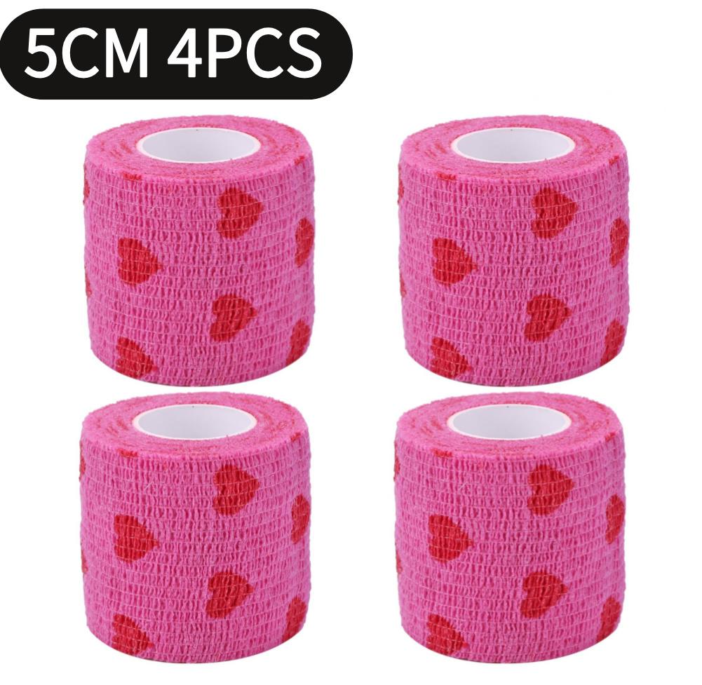Rose Red Heart Rolls Bandages Elastic Nonwovens Bandage Non-woven Practical Beautiful Eco-friendly Elastoplast for Pets Animal