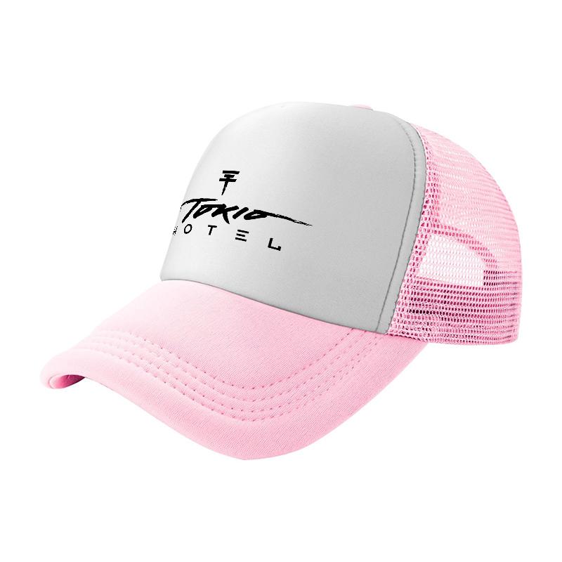 Tokio Hotel Logo Mesh Trucker Hat Black and White Breathable Baseball Cap for Unisex and Women Fashion Streetwear Style