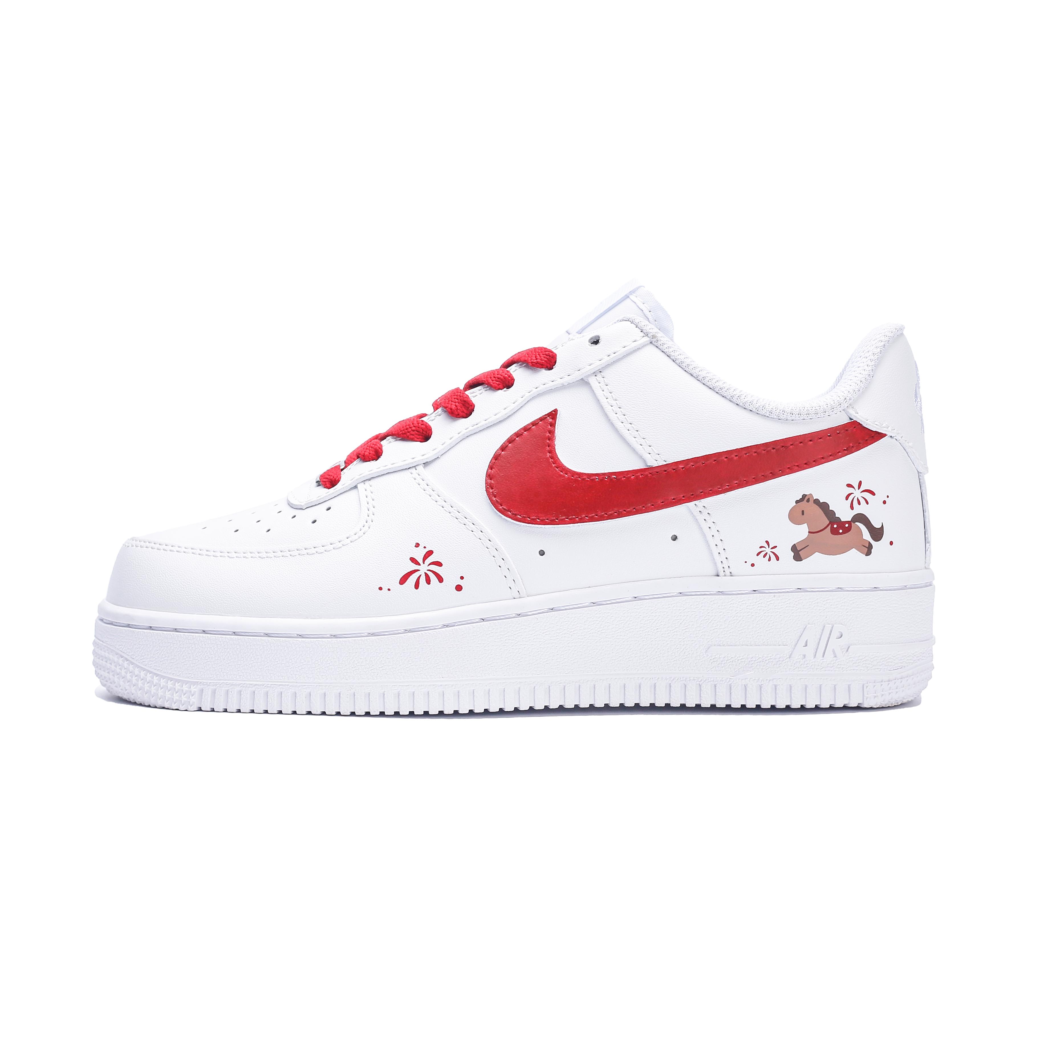 

Nike Pony Air Force 1 Artificial Leather Low top Vintage Basketball Shoes Unisex Red Wangwang 2026 Edition CW2288-111(Team897-) 40